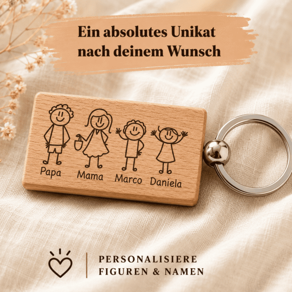 Familienschlüsselanhänger aus Holz1